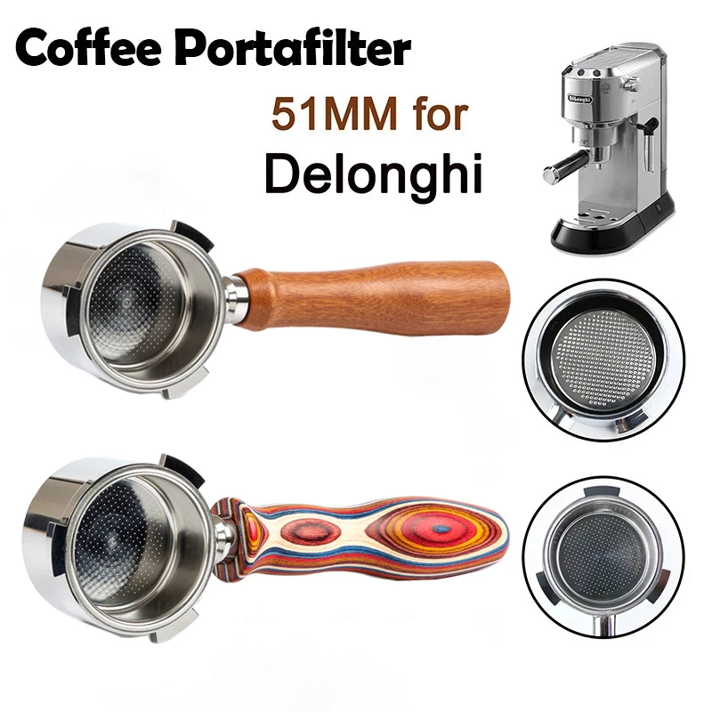 51mm Coffee Bottomless Portafilter for Delonghi EC680 EC685 Replacement Filter Basket Espresso Machine Cafe Accessories