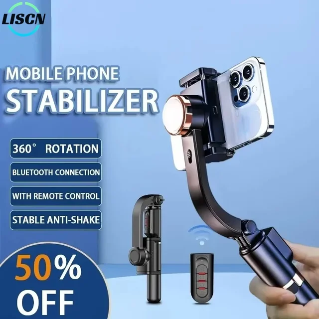 LISCN Stabilizator gimbala Stojak na telefon komórkowy Statyw Selfie Stick Regulowany kij do selfie do smartfona Gopro Vlog Record