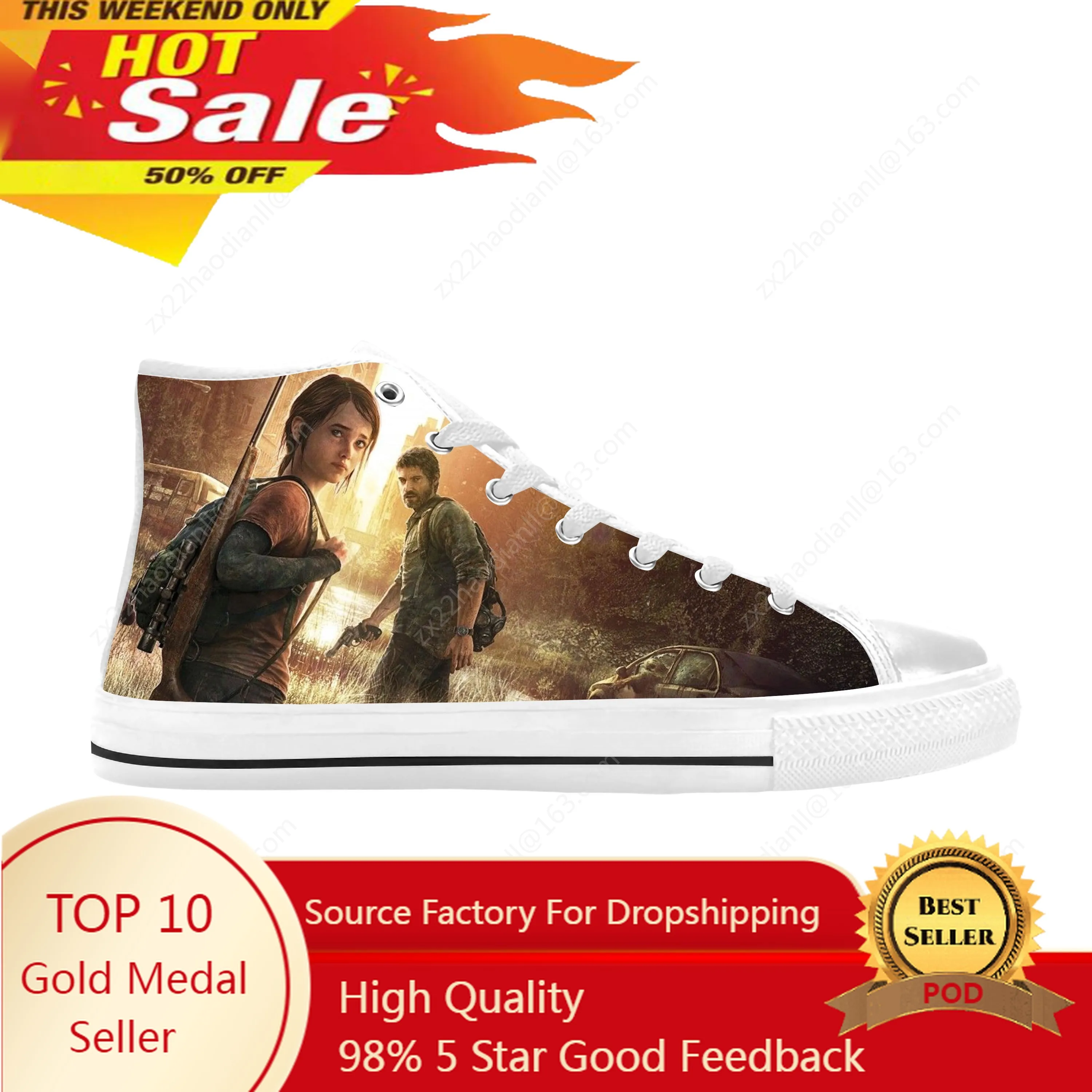 Hot The Last Of Us Game Anime Cartoon Manga Comic Casual Cloth Shoes High Top Comfortable Breathable 3D Print Men Women Sneakers