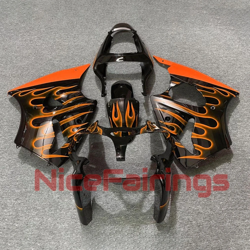 For Kawasaki ZX 6R 2000 2001 2002 Orange Flame Fairings ZX6R 00 01 02 Prime Injection Motorcycle Customized Fairing Kit