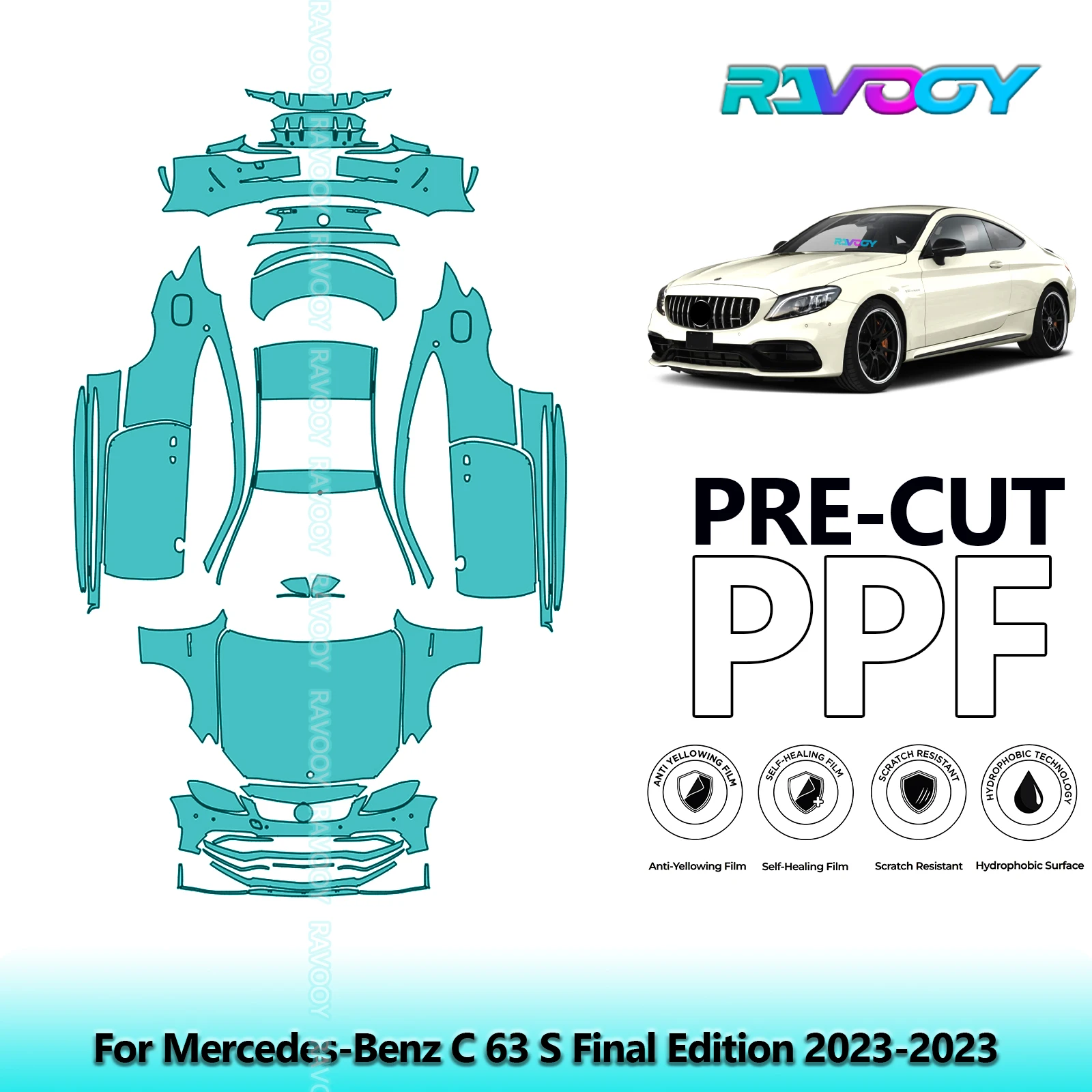

Full Vehicle Clear Bra Precut PPF Paint Protection Film For Mercedes-Benz C 63 S Final Edition 2023-2023