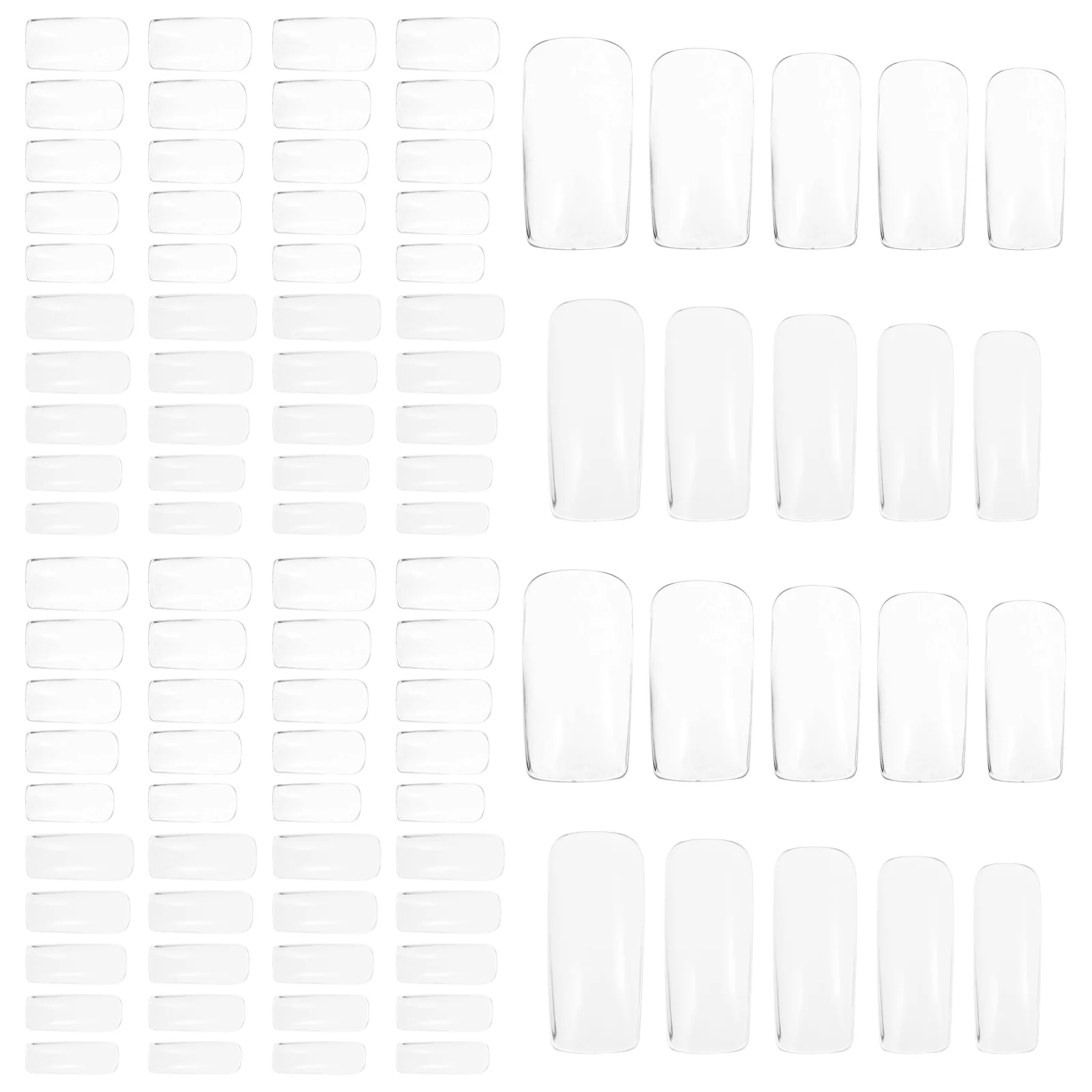 500 Pcs Transparent Nail Tips Full Cover Clear Press On Fake Nails Plastic ABS Short Half Patch Tools Bulk Kit Easy