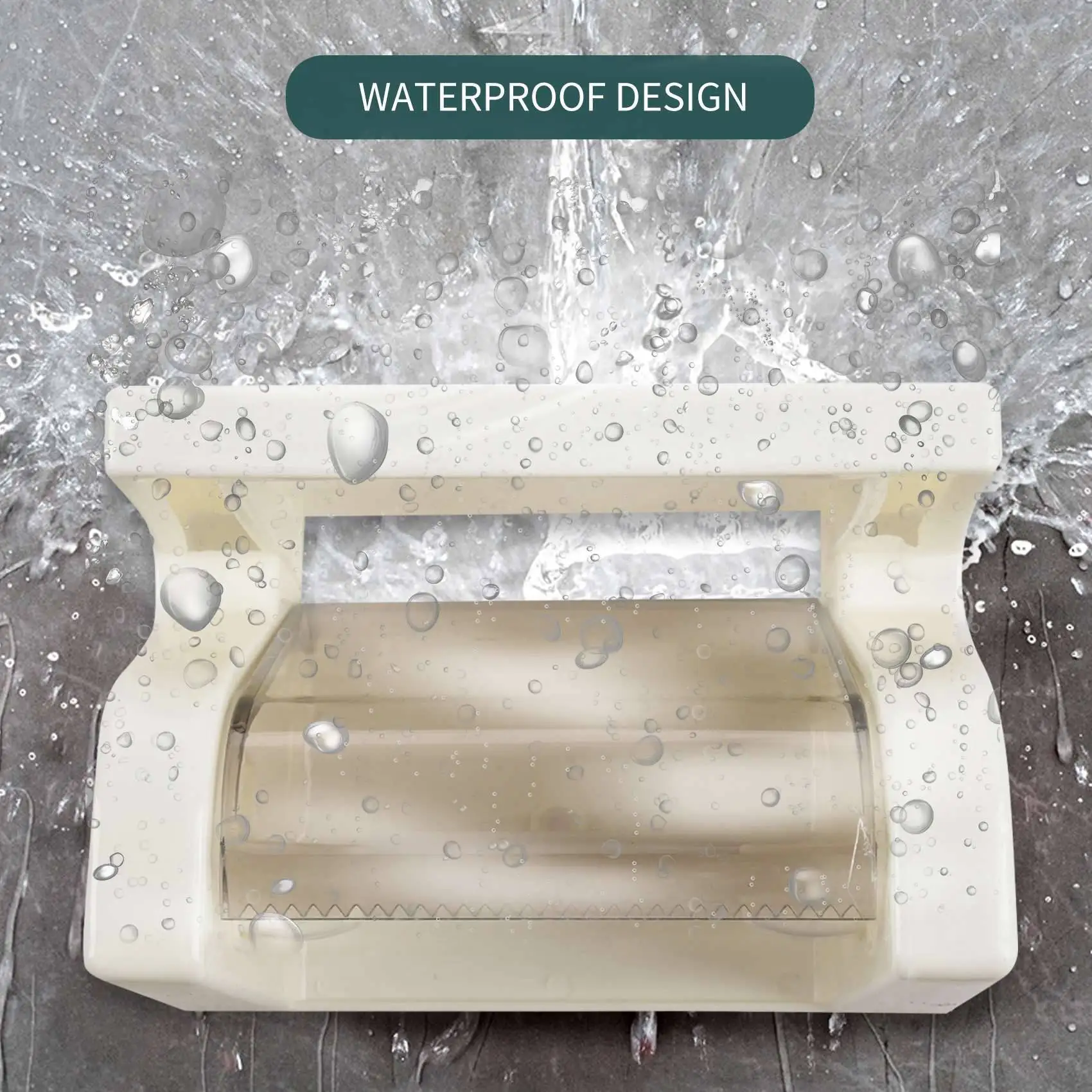 F-3C Waterproof Toilet Paper Holder Tissue Roll Stand Box with Shelf Rack Bathroom
