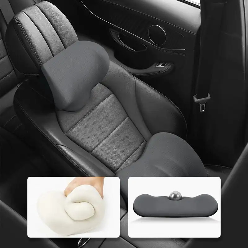 Ergonomic Car Seat Headrest & Lumbar Cushion Memory Foam Car Neck Pillow Washable Auto Neck Pillows Cushion Car Seat Cushion