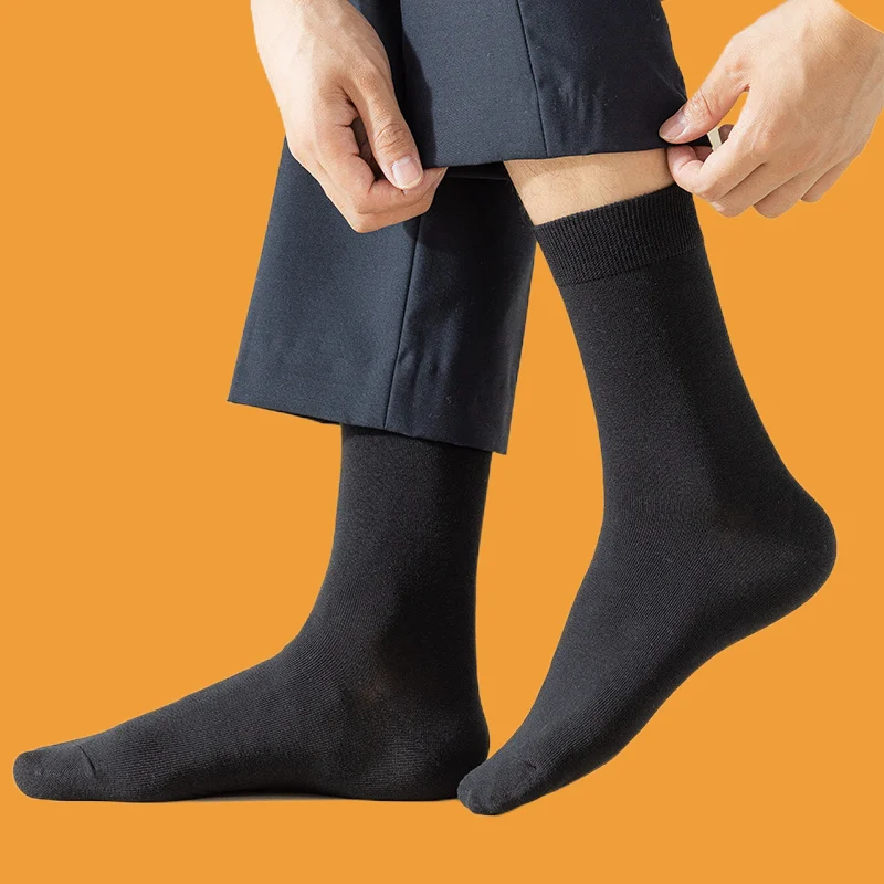 Chaussettes mi-longues décontractées en coton pour hommes, absorbant la transpiration, respirantes, résistantes à l'usure, chaussettes longues anti-odeurs, haute qualité, 5/10 paires