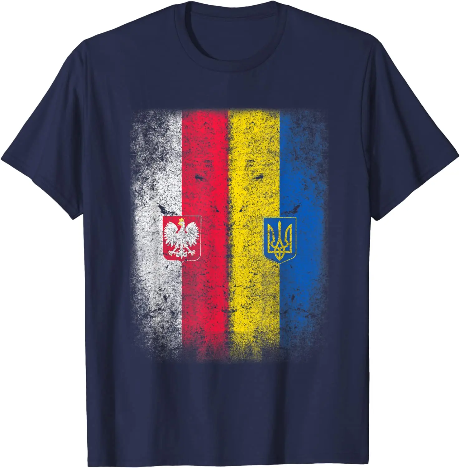 Poland Ukraine Polish Ukrainian Flag Men T-Shirt Short Sleeve Casual Cotton O-Neck Summer Shirt