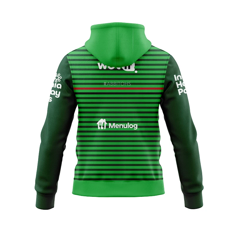 South Sydney Rabbitohs 2024 Men's Warm Up T-shirt-Zip Hoodie