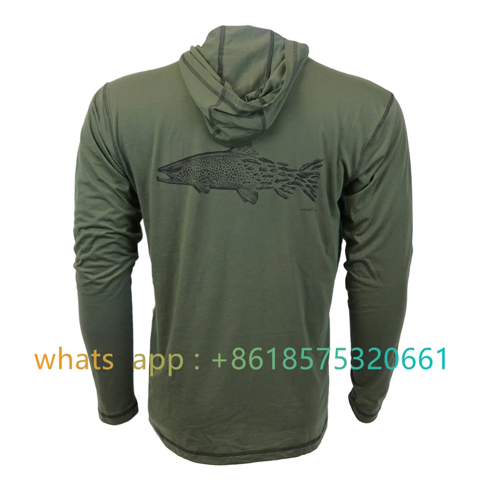 Fishing Hoodie Summer Fishing Clothing Long Sleeve Breathable Fishing Performance Shirt UV Protection Mens Fishing Wear