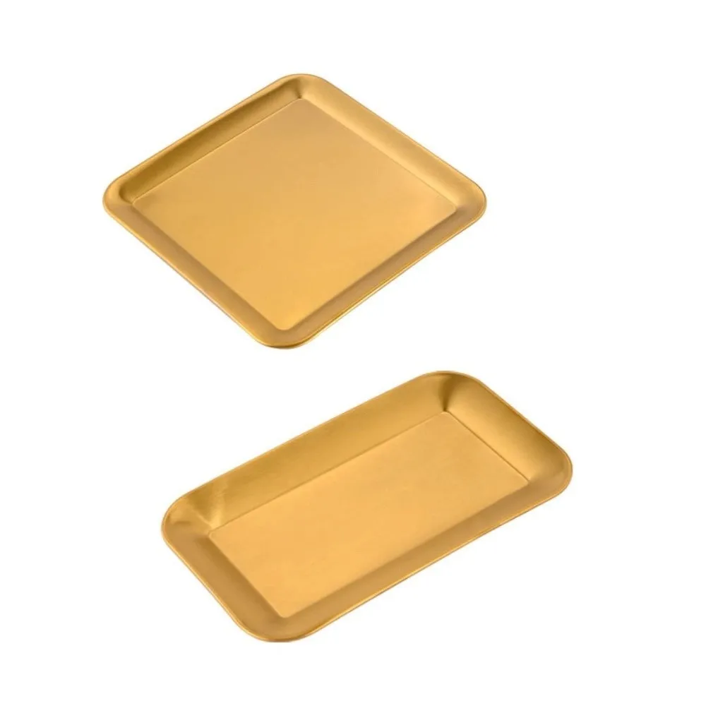

2PCS/SET Flat Design Stainless Steel Tray Rustproof Wear-resistant BBQ Plate Thickened Solid Color Seafood Plate Restaurant Use