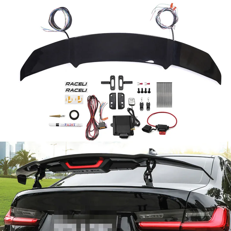 Auto modification accessories intelligent electric spoiler lifting tail carbon fiber automatic fixed wing V-shaped car spoiler