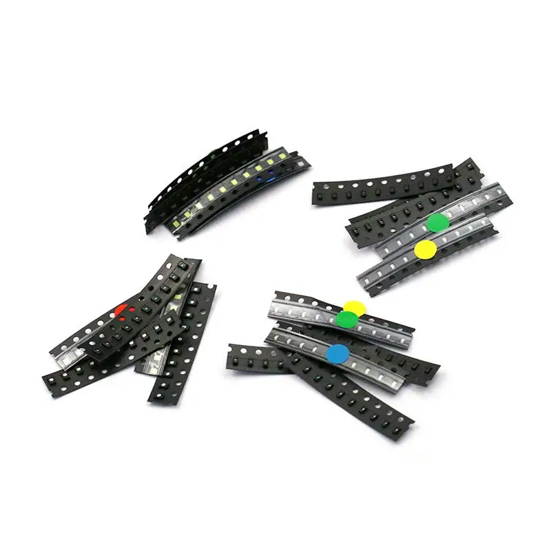 Ensemble de composants de Diode électroluminescente LED SMD 0805 0603, 5 types de diodes électroluminescentes, rouge, bleu, vert, jaune et blanc, 10 de chaque