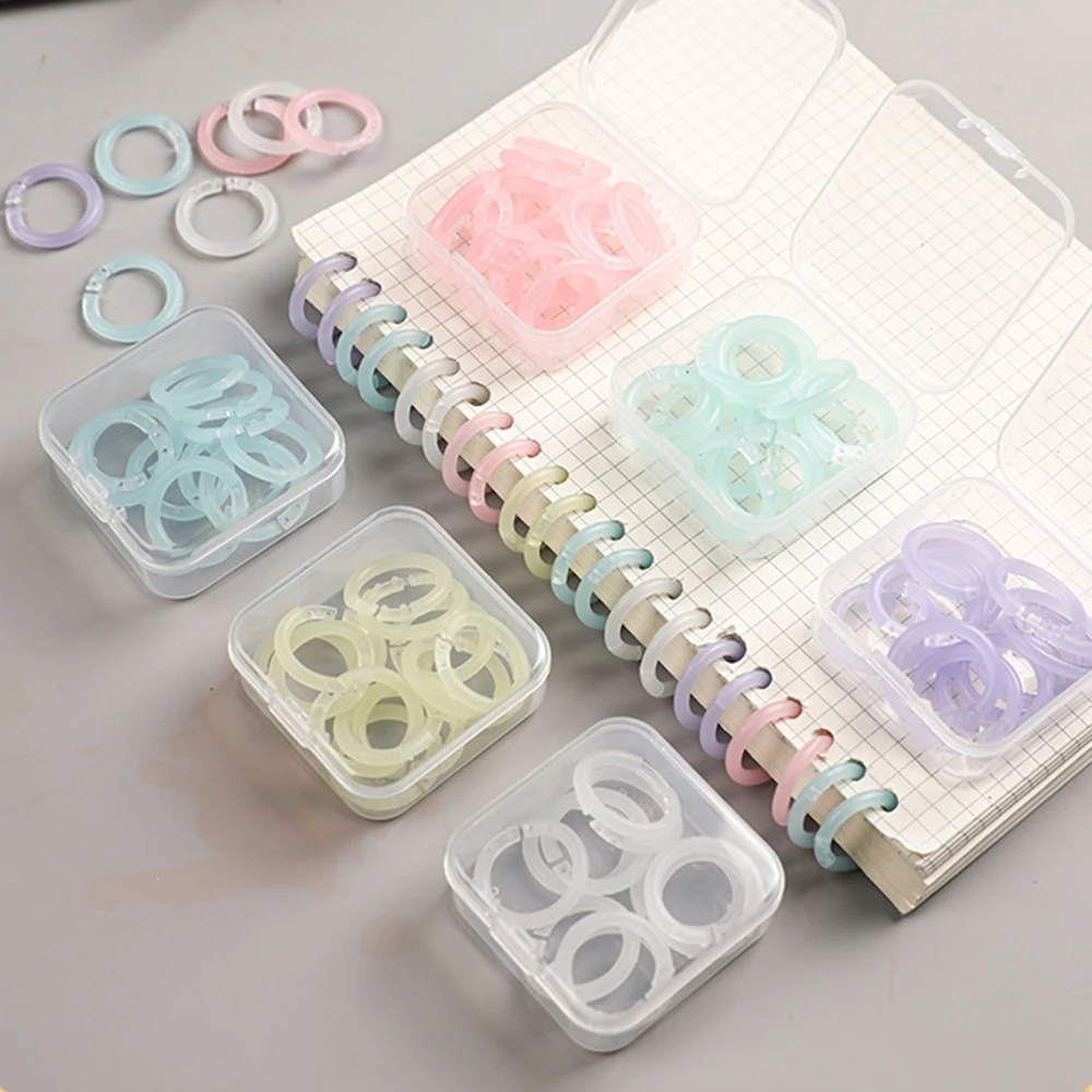 20Pcs Plastic Binder Ring 15mm DIY Albums Circle King Ring Opening Loose-leaf Book Hoops Photo Album Office Binding Supplies