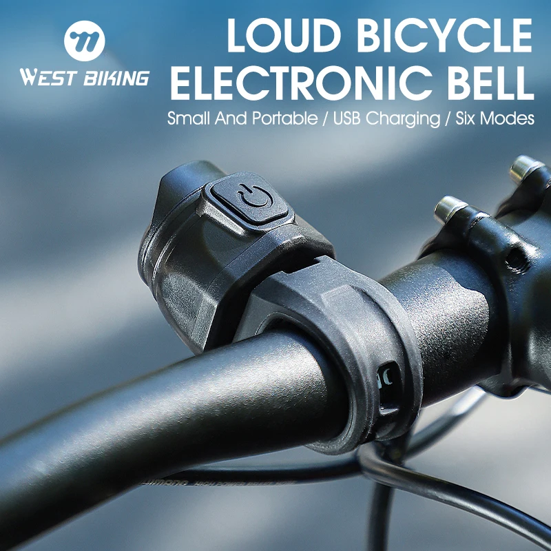 WEST BIKING Campanello per bici elettrico USB ricaricabile 80DB Avvisatore acustico di sicurezza MTB Manubrio da strada Anello per bicicletta