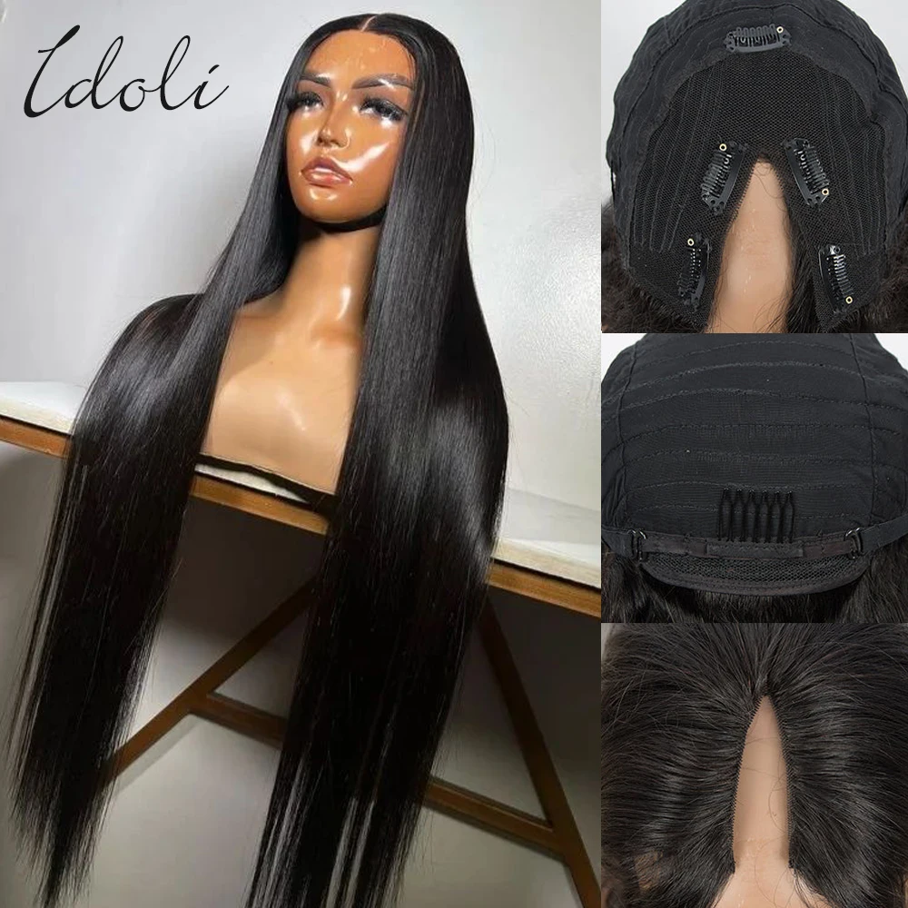 V Part Wigs Human Hair Straight Human Hair Wigs Upgrade U Part Wigs Glueless Wigs Human Hair Glueless Full Head Clip In Half Wig