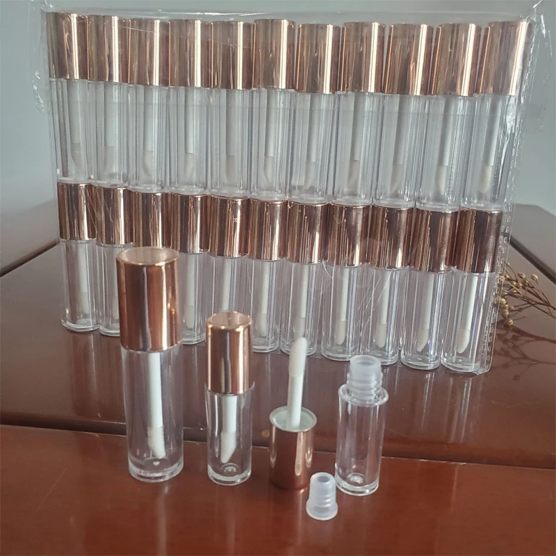 100-個ミニ-2-ミリリットルポータブルプラスチッククリアリップグロスサンプルボトル空の旅行用容器女性女の子リップオイルリップクリームメイクアップ