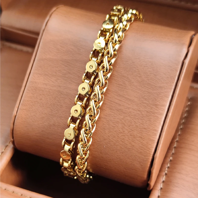 2022 Charm Men Golden Chain Bracelet Stainless Steel NK Link Chain Bangle for Male Women Trendy Wrist on The Hand Jewelry Gifts