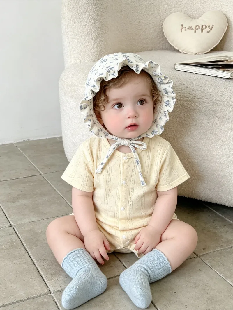 Baby Short-sleeved One-piece Clothes Breathable Mesh for Summer Newborns Thin Pajamas and Crawling Clothes for Boys and Girls