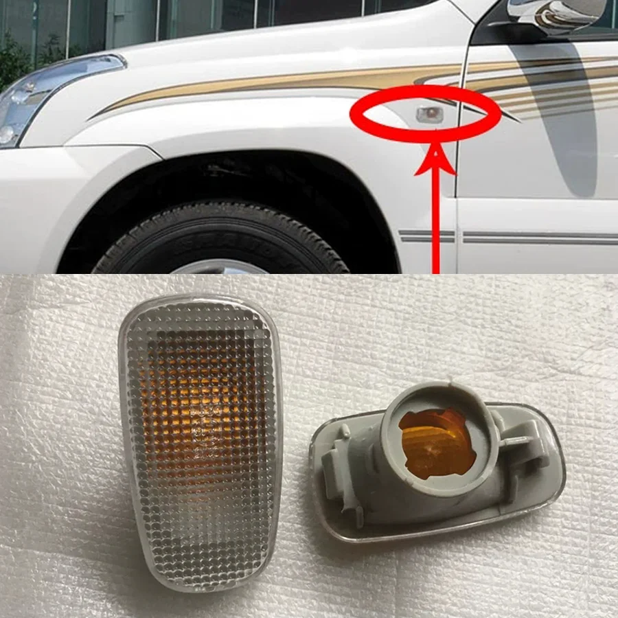 Wooeight 1Pc Side Fender Marker Lamp Cover Turn Signal Light Tuning Shell Fit For Toyota LAND CRUISER Prado LC120 2003-2009 RAV4