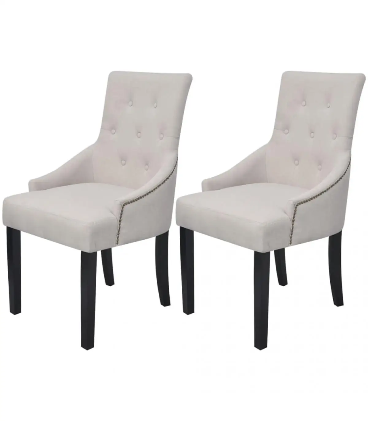 Dining chairs dining chairs 2 units fabric gray cream