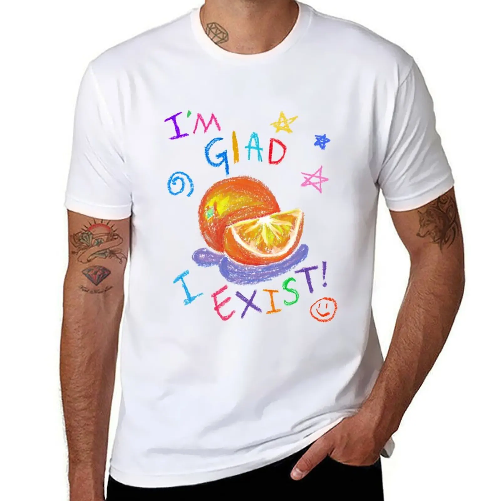 Je suis Glad, j'existe! Affiche d'oranges inspirée du poème de Wendy Cope, T-Shirt Orange g homme t-shirts pour hommes