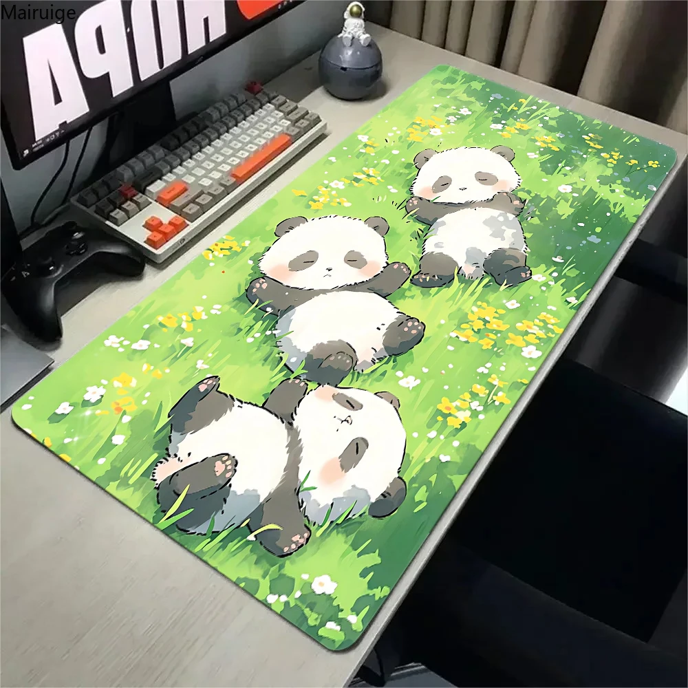 Cute Panda Anime pattern Mousepad Cartoon Lockedge Large Gaming Mouse Pad Computer Gamer Keyboard Mouse Mat Desk Desk Pad