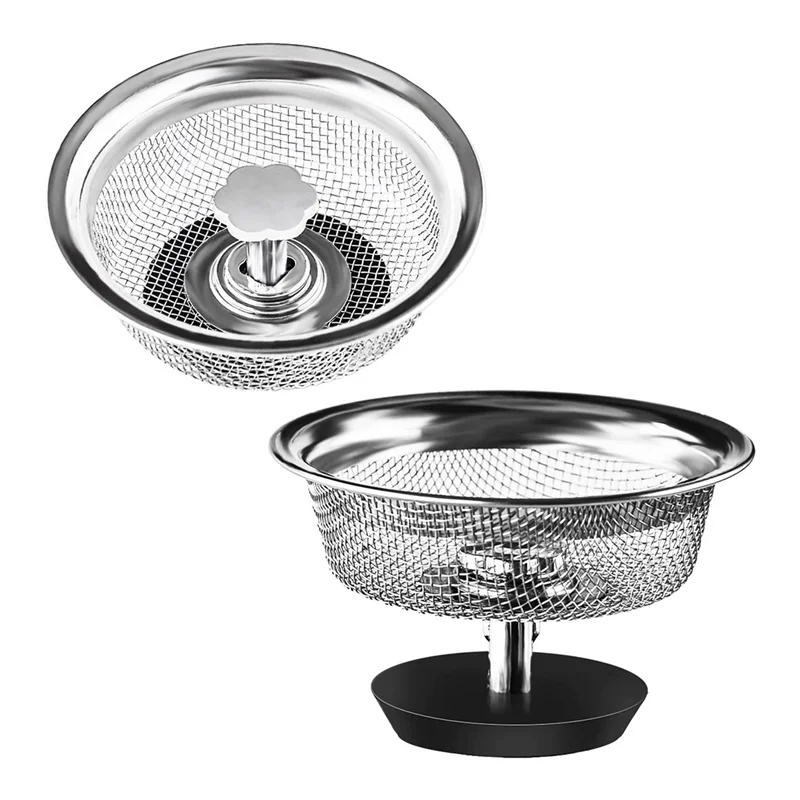 Kitchen Sink Strainer 3-1/2 Inch Drain for Stopper Combo Basket Replacement Sink Drain with Handle Sink Stopper (2