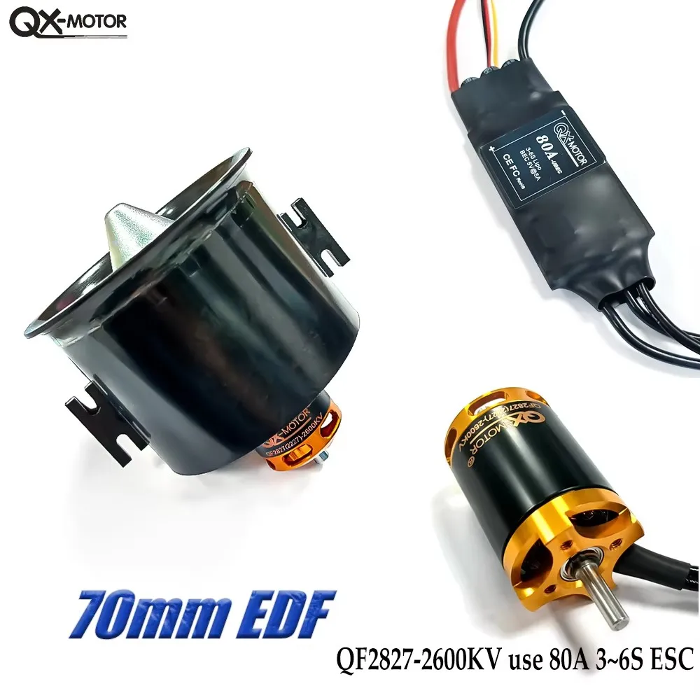 QX-Motor 70mm EDF 12 Blades Brushless Motor 1800KV 2600KV 60A 80A ESC For RC Jet Airplane High Performance Best Seller
