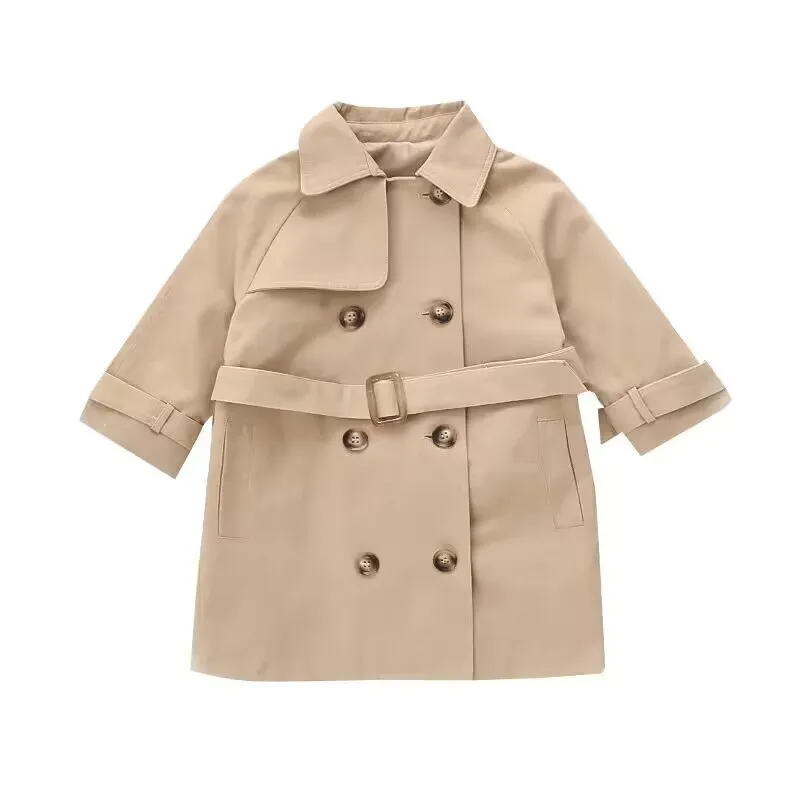 Trench per bambina primaverile e autunnale nuovo cappotto lungo alla moda per bambini giacca a vento per ragazza media lunga