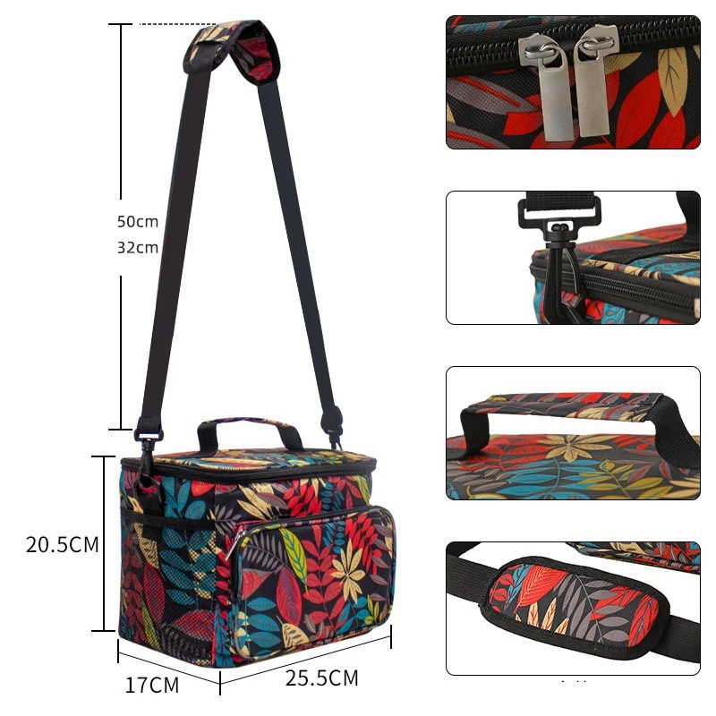 BYMONDY 10L Oxford Cloth Lunch Boxes for Outdoor Picnic Food Meal Lunch Bags Men Women Large Capacity Cooler Bag with Strap
