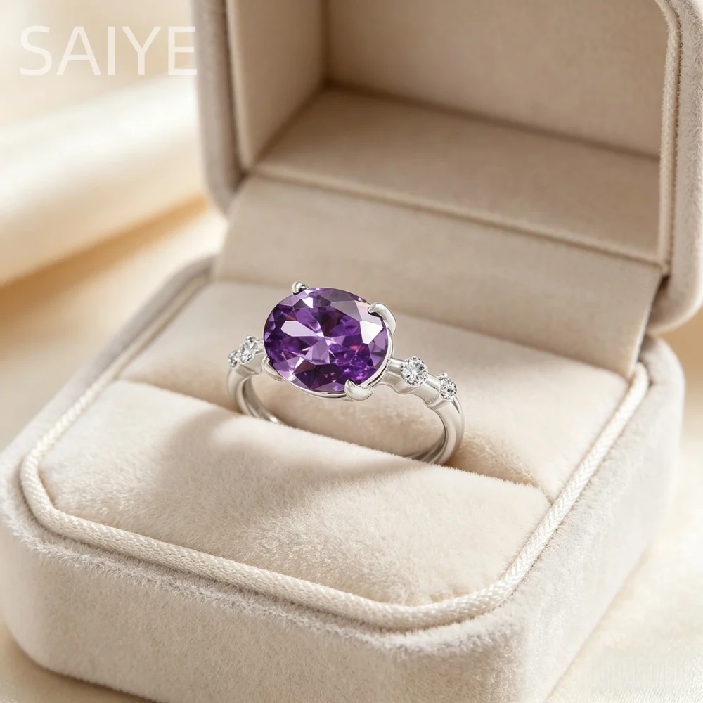 Ovaler Zirkon-Ring aus 925er Sterlingsilber, eleganter Ehering, verstellbare Ringe für Frauen und Mädchen, luxuriöser edler Schmuck, Geburtstagsgeschenk