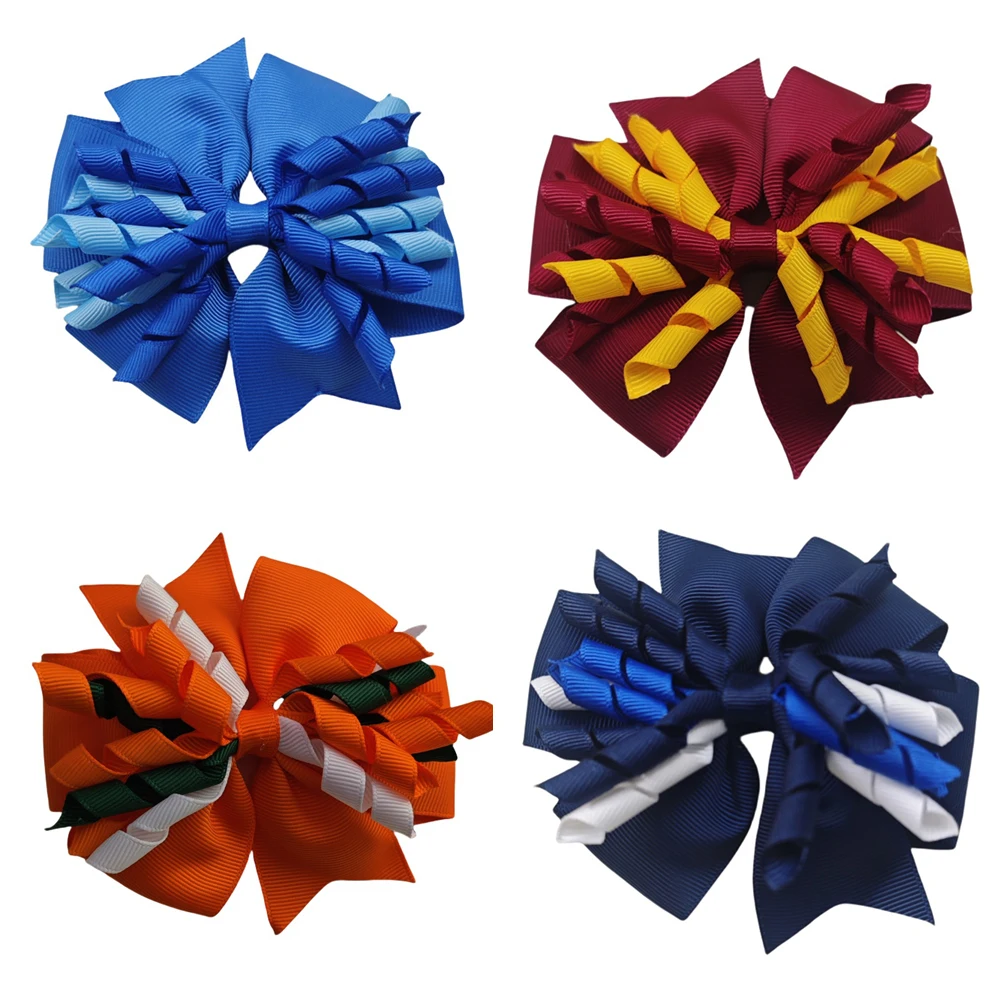 

New Hair Bows Clip Hairband Accessories 4INCH Korker Sunburst Bowknot School First Day Ribbon Stacked Hairpin For Girl 10PCS