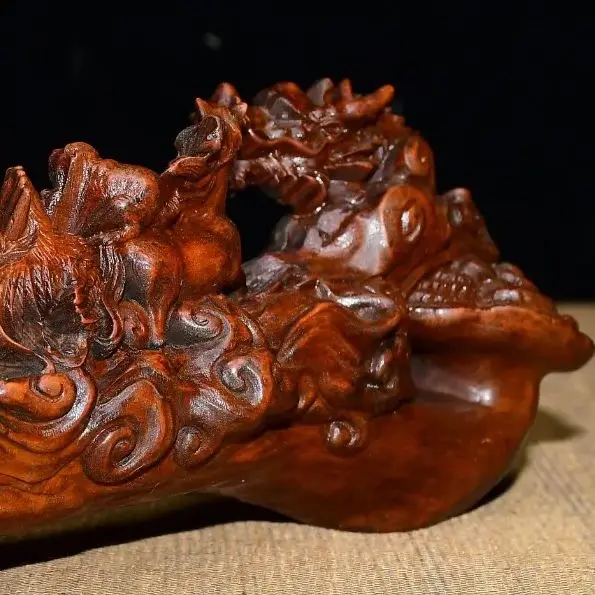 Old Boxwood Twelve zodiac animals statue Longshou Ruyi Wenfang Amass wealth Ornaments Town house Exorcism