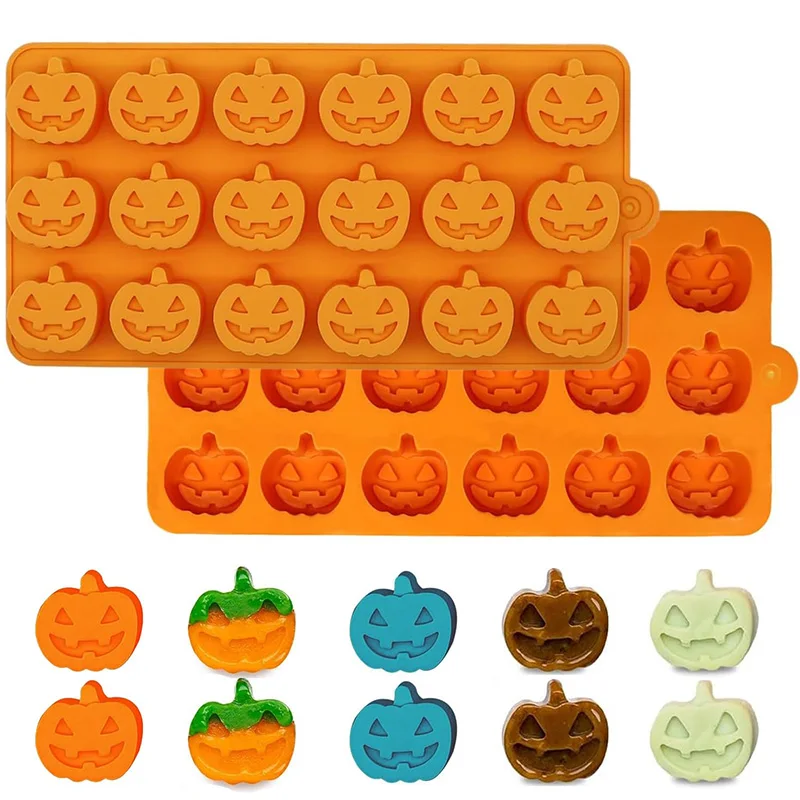 Silicone Halloween Molds Pumpkin Molds Thanksgiving Themed Silicone Baking Freezing Pumpkin Candle Molds Pudding Chocolate Mould