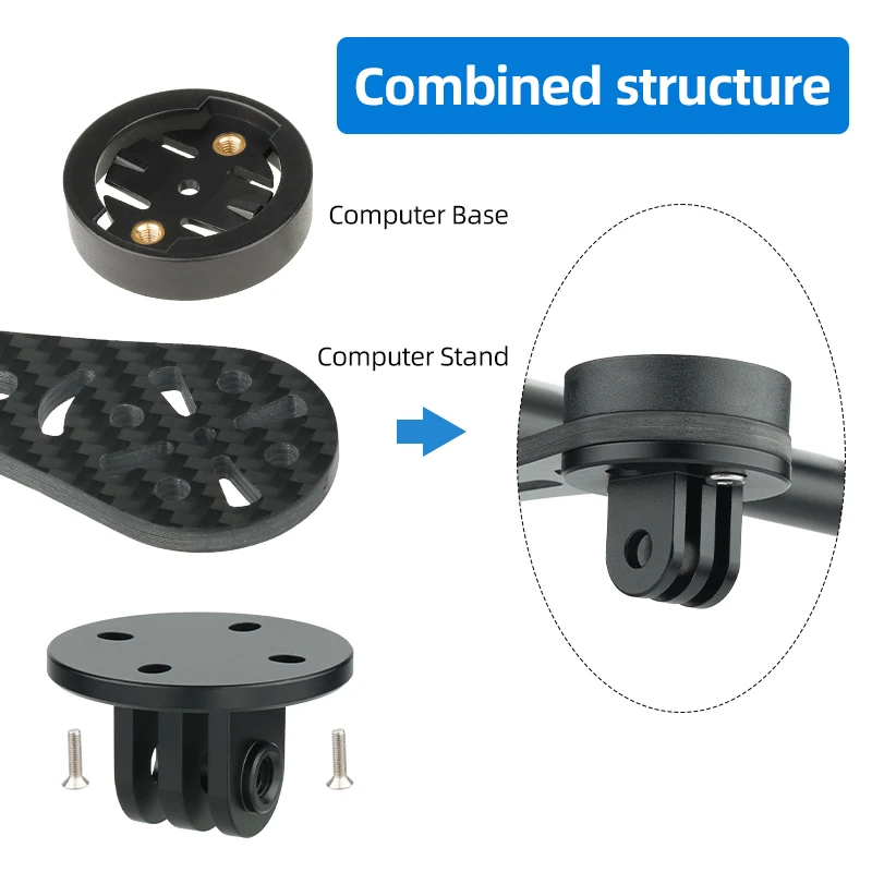 Robuster Fahrradcomputer-Rack-Adapter mit 4 ovalen Löchern ohne Gewinde, C/C, 20–22 mm, vertikaler oder horizontaler Befestigungsdurchmesser. 34 mm runder Sockel