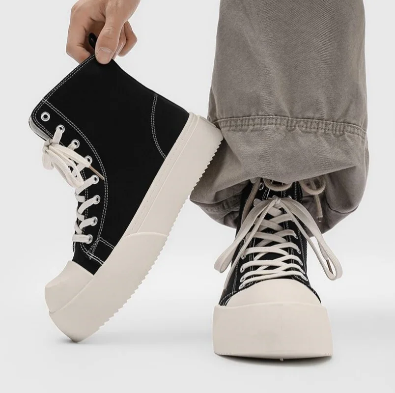 Black High Top Sneakers Men Height Increasing Shoes Fashion Designer Shoes Platform Men's Casual Sneakers Zapatillas De Deporte