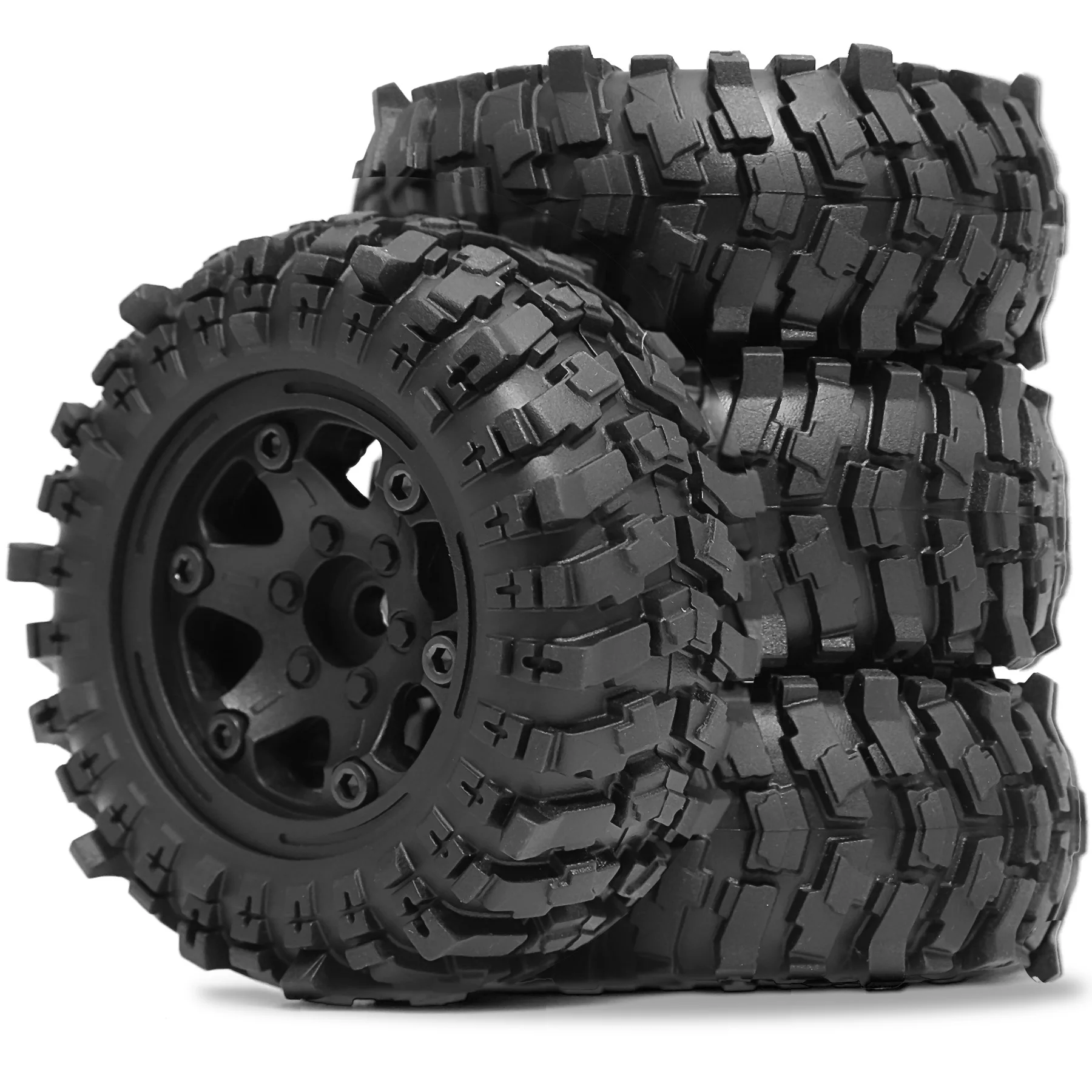 4 Stück 1,9'' Gummireifen und Kunststoffräder OD 3,46'' für 1/12 Crawler Auto Mjx H12y+ 1/10 Tamiya Cc01 D90 D10 Hsp Hpi Wltoy Tamiya