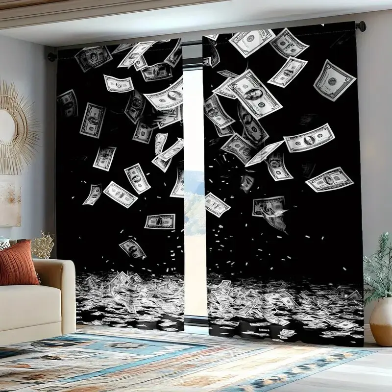 ستائر مطبوعة نقدية للأوراق النقدية الأمريكية، ستائر حقيبة عمود المصباح 42*84، غرفة المعيشة في غرفة النوم، ديكور المنزل، ديكور الغرفة