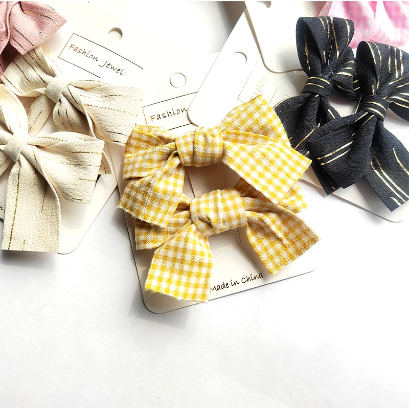 2Pcs/Set Floral Hair Clip Set Girl Cute Bow Flower Headwear Kids Lattice Hairpin Headband Hair Band Child Hair Accessories