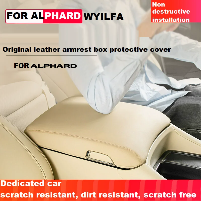 For Toyota Alphard Vellfire 40 Series 2015 2024 Center Armrest Cover Anti-Scratch Trim Cushion Leather Console Armrest Box J0E5