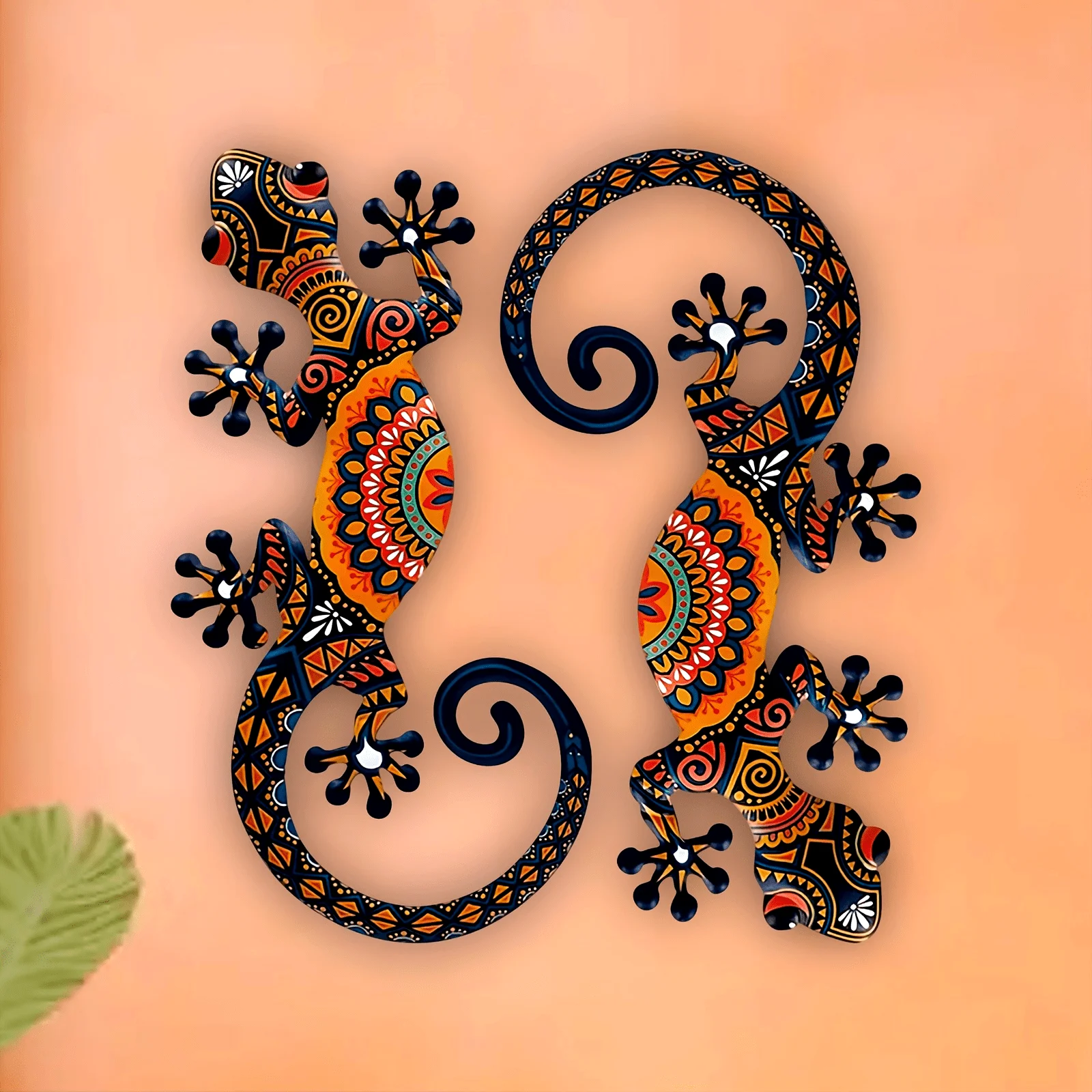 2 Stück Acryl-Gecko-Wanddekoration, dekorative hängende Skulptur, Gecko-Wandkunst, Außendekoration für Veranda, Terrasse, Esszimmer, Hof, Büro