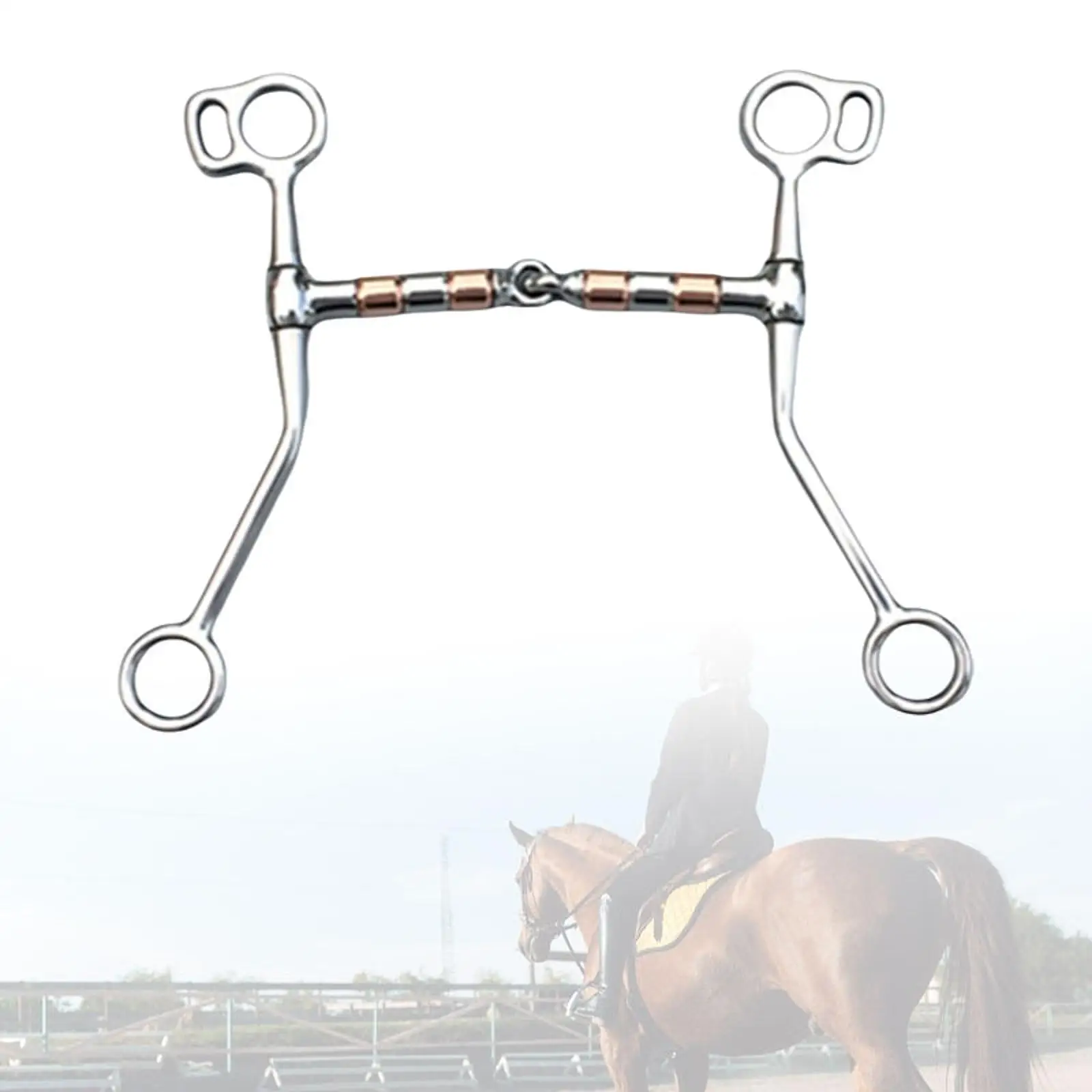 

Stainless Steel Horse Bit Equestrian Supplies with Copper Rollers Rustproof Lightweight Horse Tack Gag Bit for Horse Training