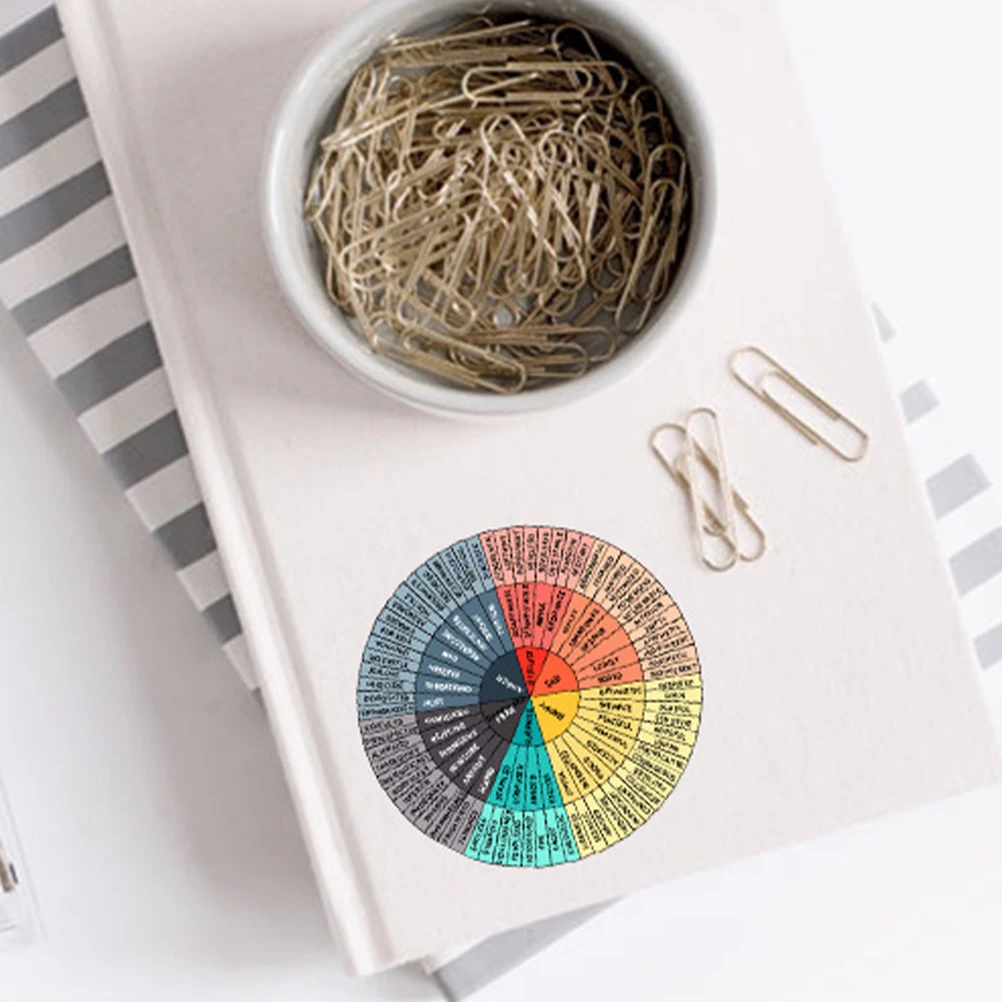 

8pcs Wheel Sticker Decal for Laptop PVC Feeling Chart Wall Stickers Emotion Wheel Stickers For Laptop Office Supplies