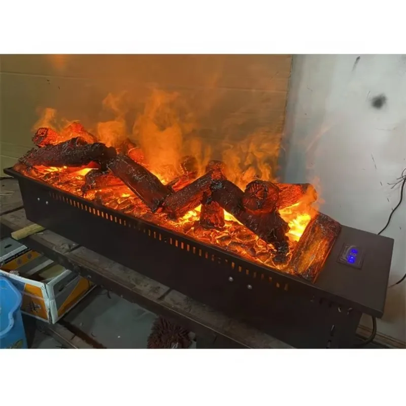 Customised 3D Smart Electronic Fireplace for Indoor Use Touchable Flame and Wood Burning Steel Insert for Living Room