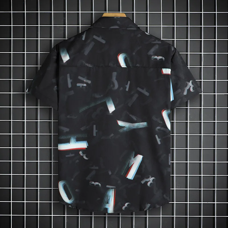 Make a Statement with Our Cool Geometric Printed Short Sleeve Men's Top in Black