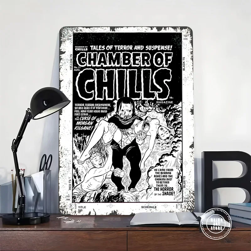 CHAMBER OF CHILLS 11 Printed Poster Customized Wall Art Retro Vintage Metal Tin Signs for Desk Decor Bedroom Decoration Room