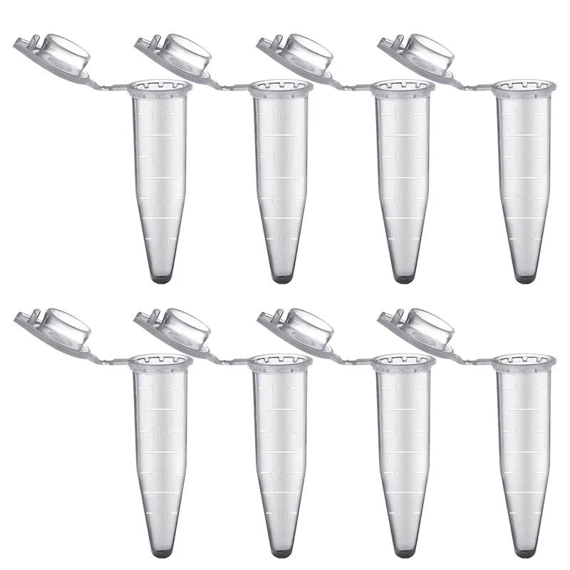 50 pcs Transparent Plastic Test Tube Centrifuge Management Unit Container Lid for Laboratory Samples School Stationery 1.5 Ml