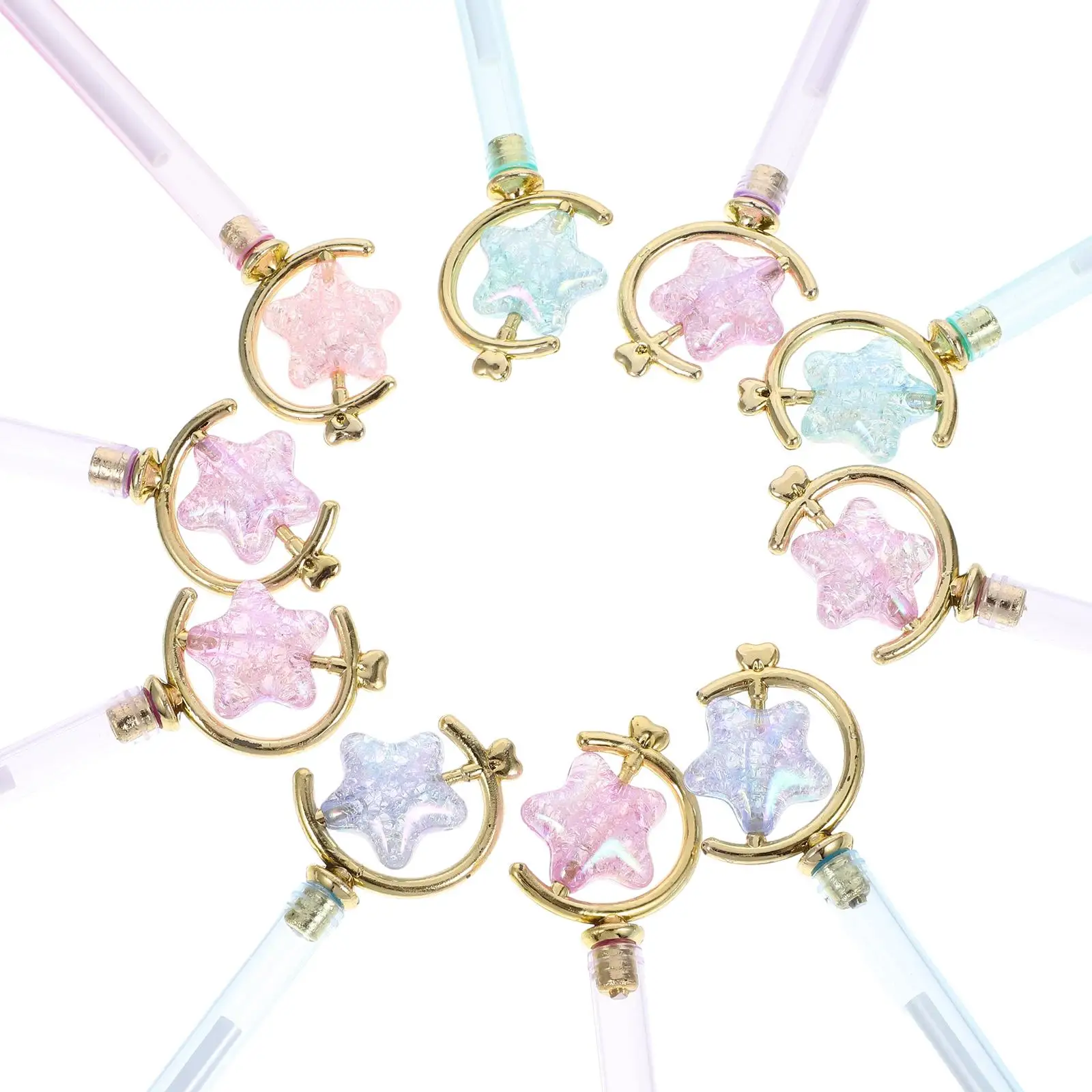 10 Pcs Water-based Sign Pen Plastic Creative Gel Writing Star Design Handwriting Ink Stylish