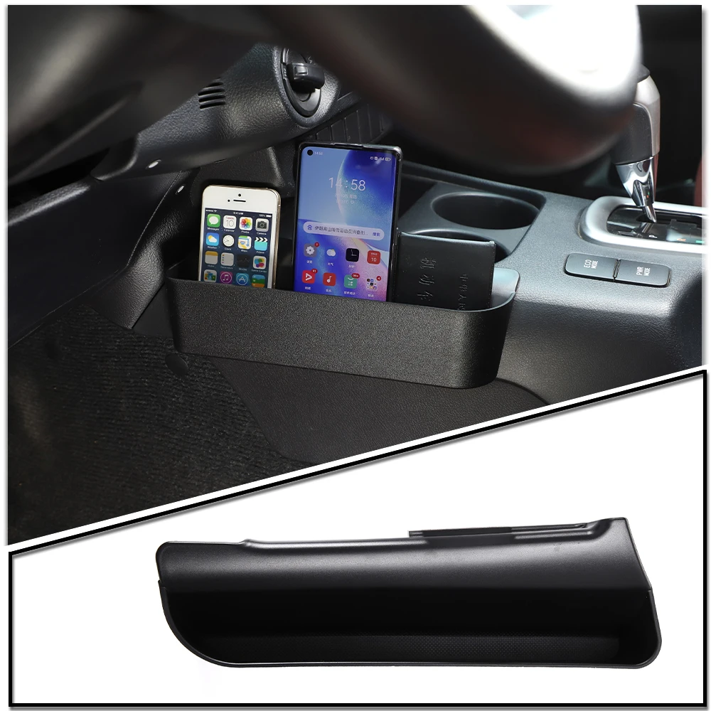 

ABS Black Center Console Side Storage Box Multi-Function Mobile Phone Tray For Toyota Hilux 2015-2021 Car Interior Accessories