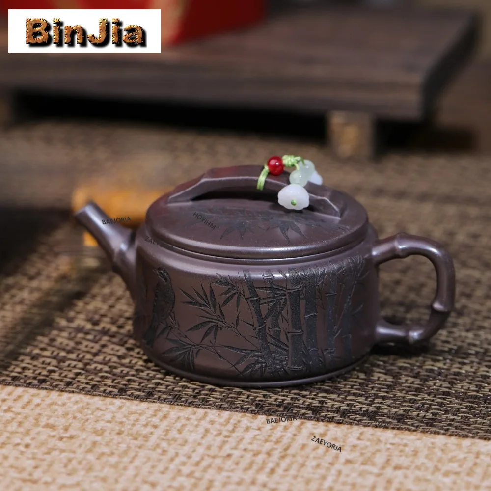 180ml Aesthetic Yixing Purple Clay Teapots Handmade Large Caliber Pot Raw Ore Red Dragon Blood Sand Mud Kettle Zisha Tea Set