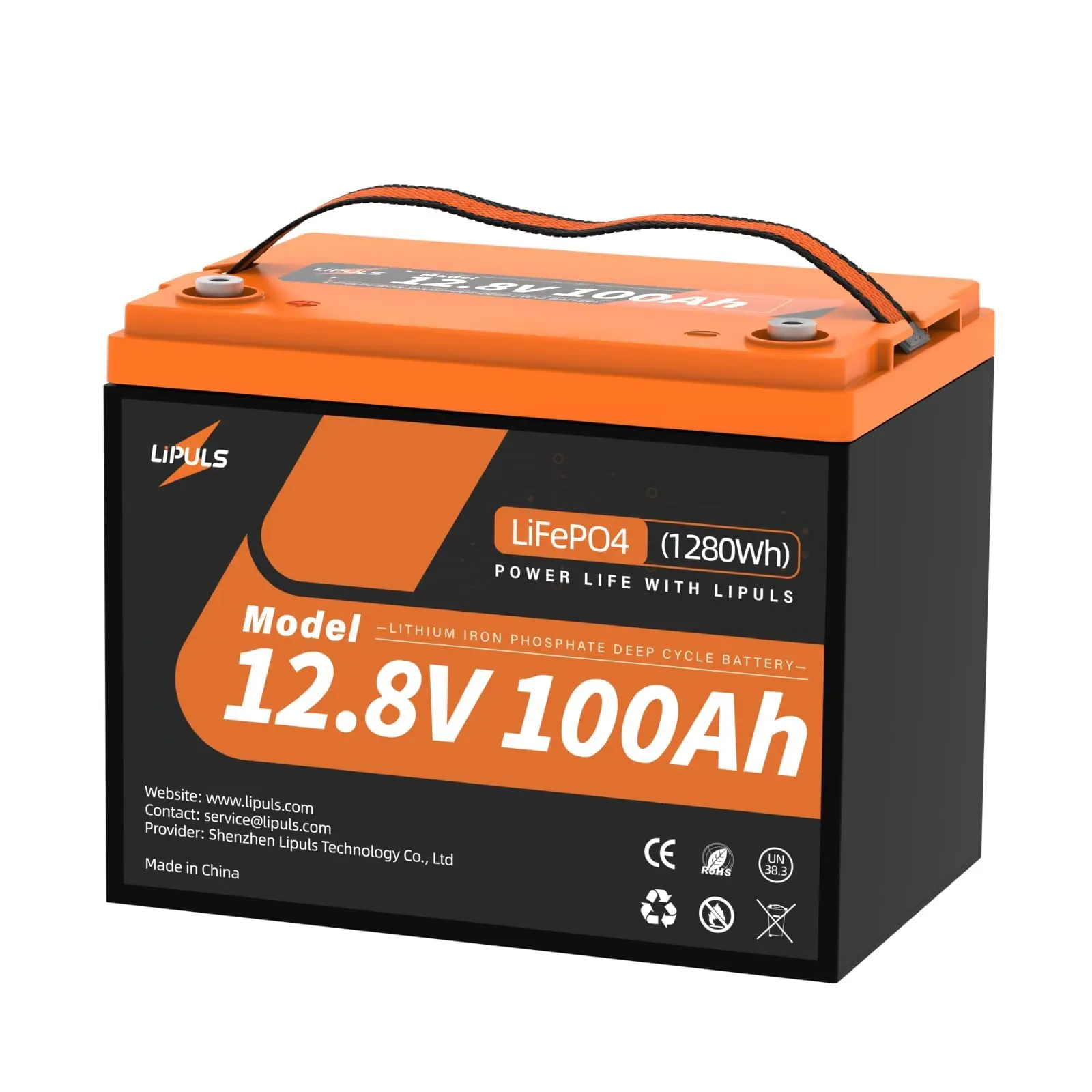 12.8V 100Ah LiFePO4 Battery, Group 24 Deep Cycle Lithium Battery